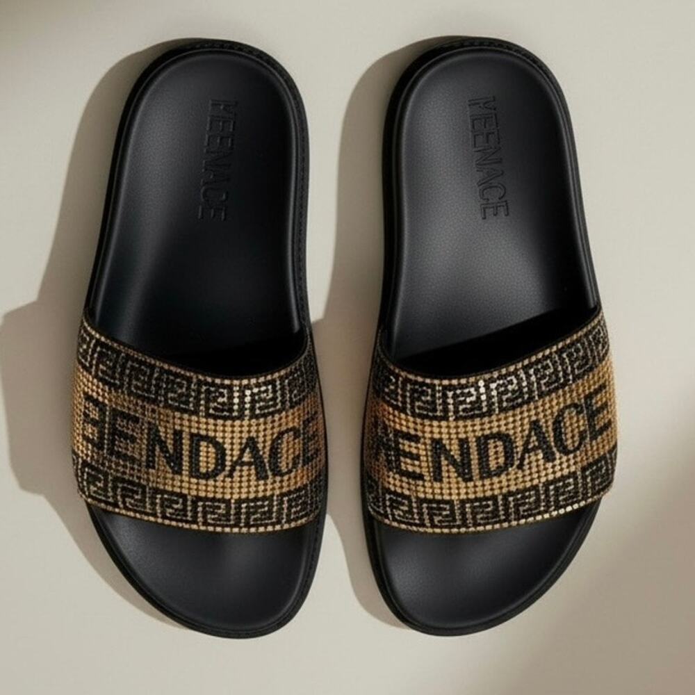 Fendace Fendi x Versace Metal Mesh Pool Slides 39 New in Box w/Tags